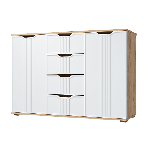 Комод Эмилия ЭЛ-21 дуб крафт золотой/меренга