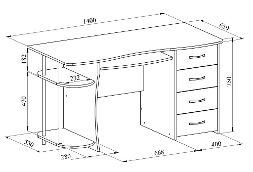 Стол компьютерный С-222БН блэквуд сатиновый