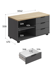 Тумба Скайлайт СЛ-14К (ящики справа) блэквуд ячменный/графит