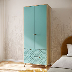 Шкаф Велламо ВО-07 блэквуд ячменный/бирюза