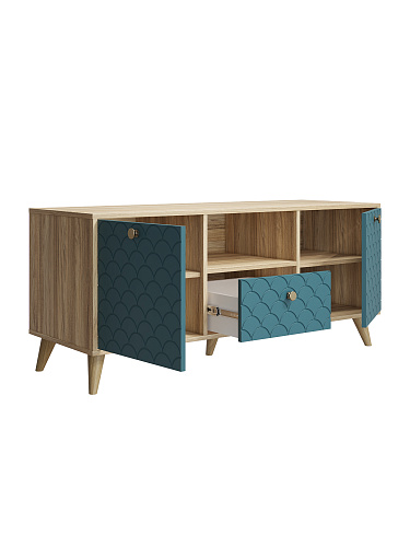 Тумба ТВ Велламо ВО-13 блэквуд ячменный/морская волна