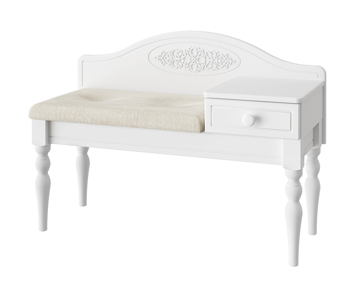 Банкетка Ассоль АС-41 (ящик справа) белое дерево