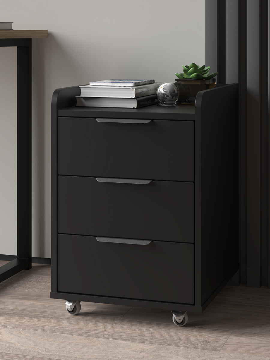 Тумба мобильная К-56 черный шаргень/блэк 