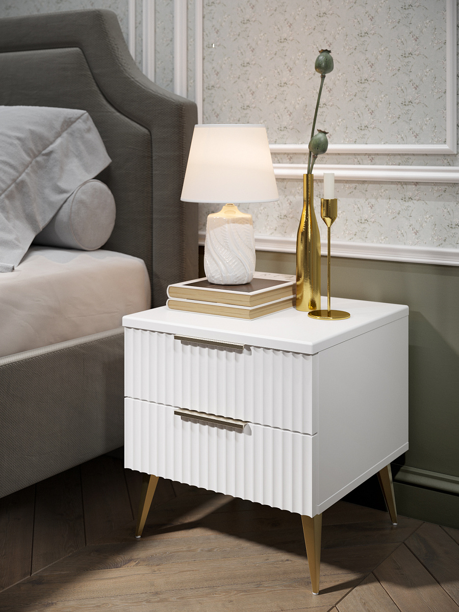 Тумба прикроватная Афина АФ-02 белый бриллиант/бланж