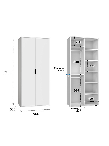 Шкаф для одежды Оптима ОП-01 белый структурный/меренга