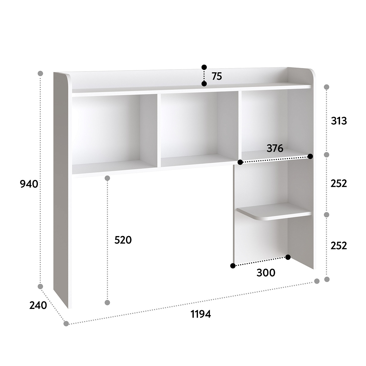 Полка П-101 белый структурный (1194*240)