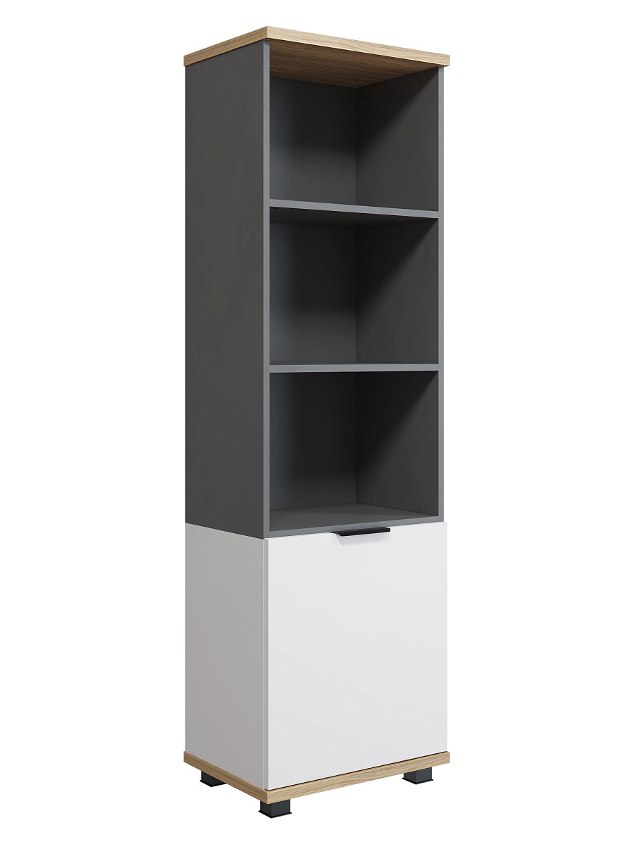 Стеллаж Скайлайт СЛ-5К (правый) блэквуд ячменный/графит/белый/меренга