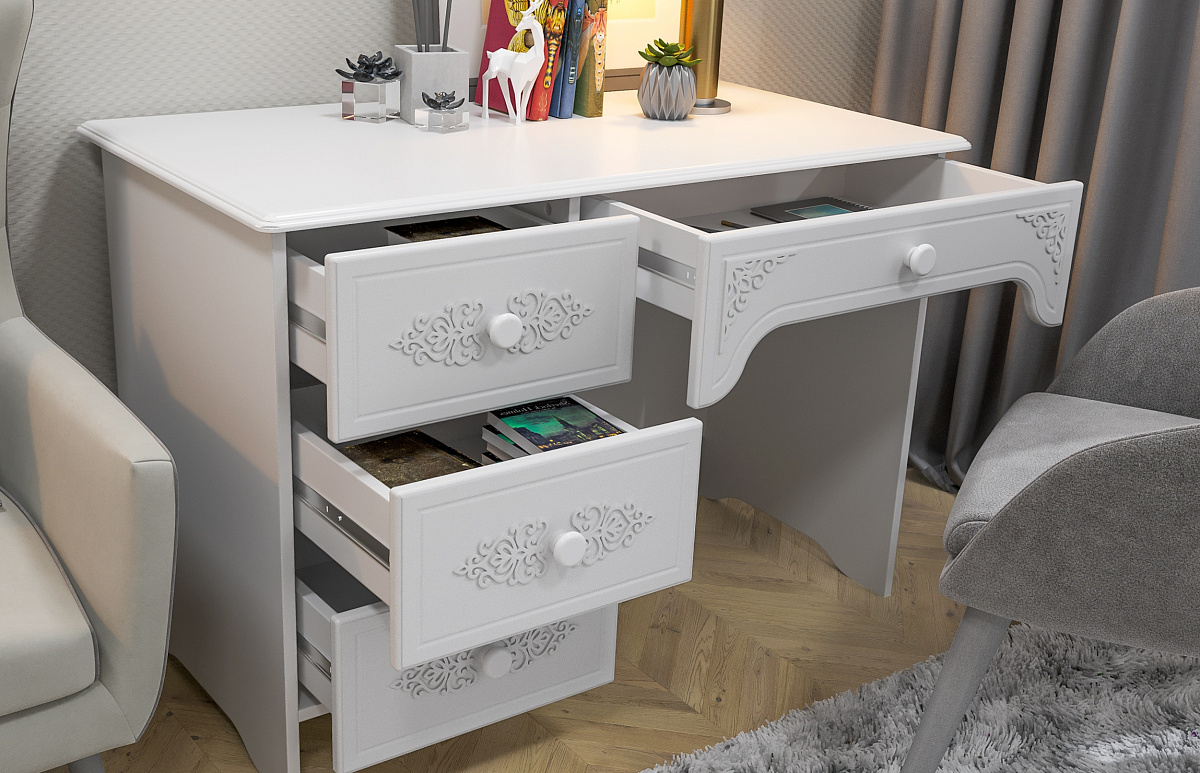 Стол письменный левый Ассоль АС-6 белое дерево