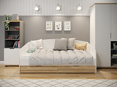 Кровать Скайлайт СЛ-31К (90/200) блэквуд ячменный/белый