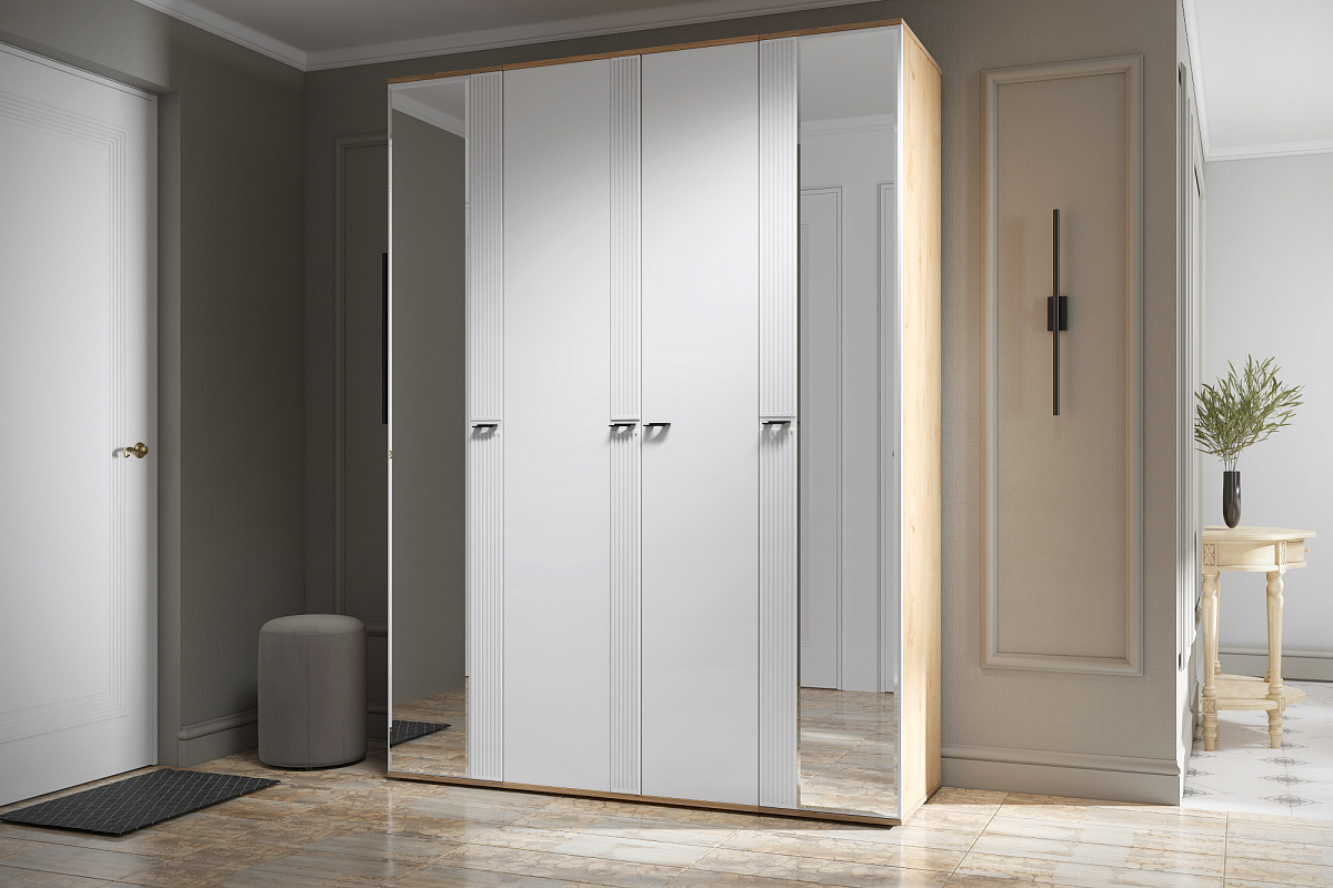 Шкаф для одежды Эмилия ЭЛ-16К комбинированный дуб крафт золотой/меренга