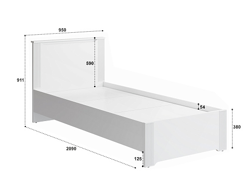 Кровать Эмилия ЭЛ-27 (90х200) белый структурный/меренга