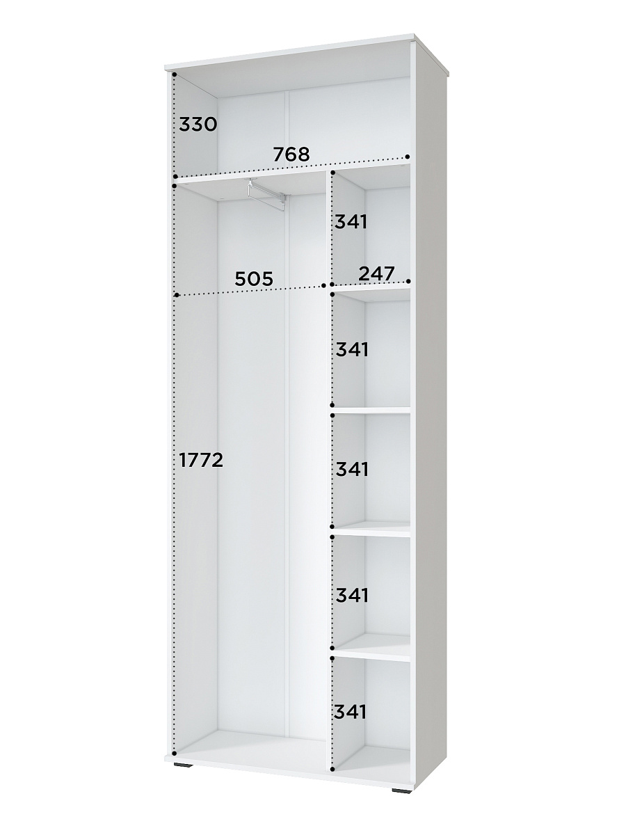 Шкаф для одежды Эмилия ЭЛ-13К глухой белый структурный/меренга