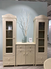 Шкаф-пенал со стеклом Ассоль плюс АС-1 ваниль