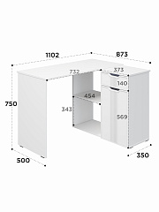 Стол угловой Эмилия ЭЛ-46 белый структурный/меренга