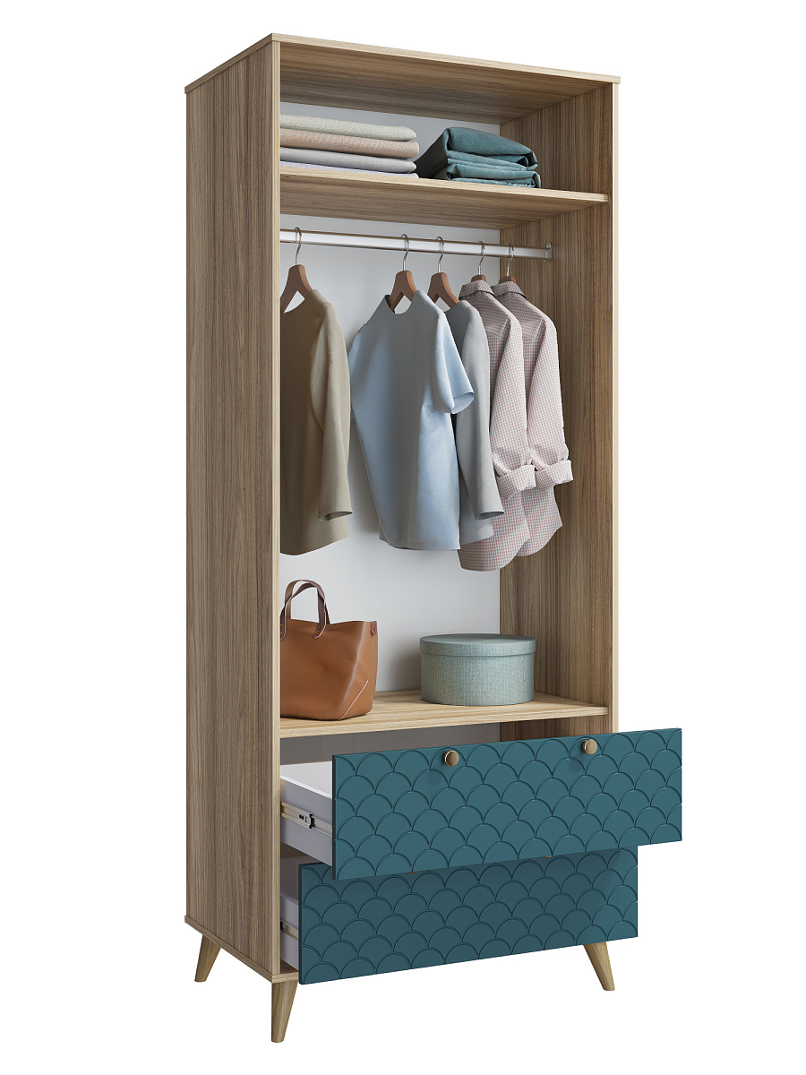 Шкаф Велламо ВО-07 блэквуд ячменный/морская волна