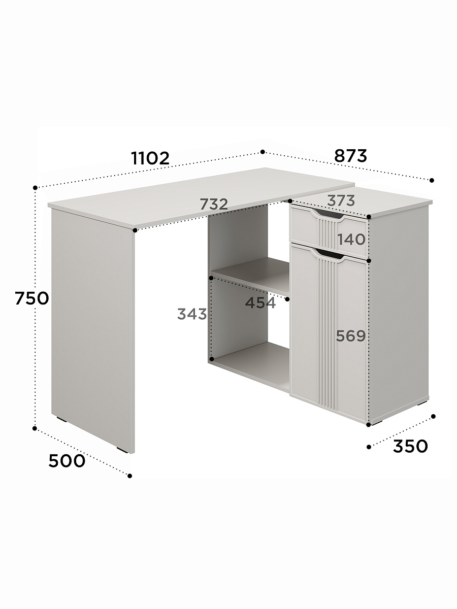 Стол угловой Эмилия ЭЛ-46 кашемир/шарли керамика