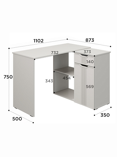 Стол угловой Эмилия ЭЛ-46 кашемир/шарли керамика