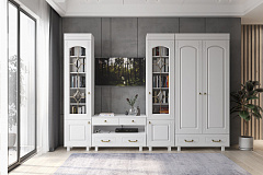 Шкаф-витрина со стеклом  Элизабет ЭМ-4 (левый) белое дерево