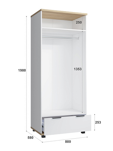 Шкаф платяной Скайлайт СЛ-2К блэквуд ячменный/белый/меренга