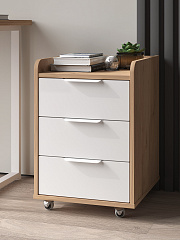 Тумба мобильная К-57 дуб крафт золотой/меренга