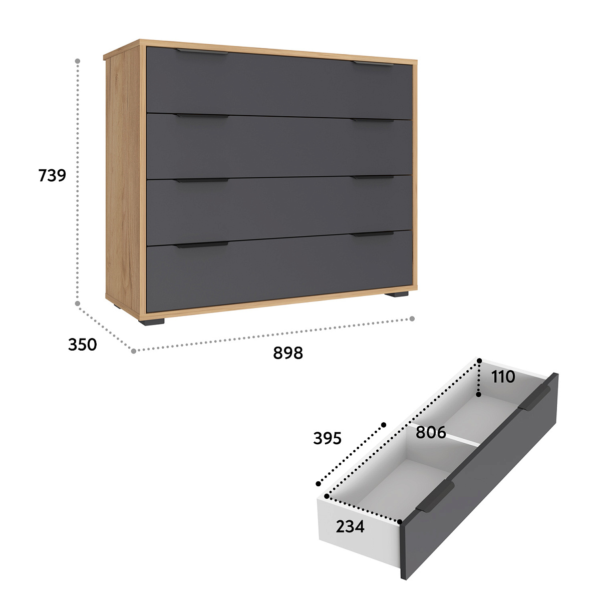 Комод Оптима ОП-04 дуб крафт золотой/графит
