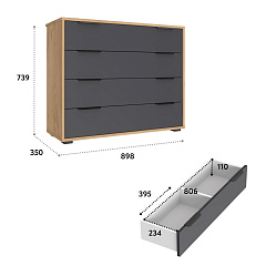 Комод Оптима ОП-04 дуб крафт золотой/графит