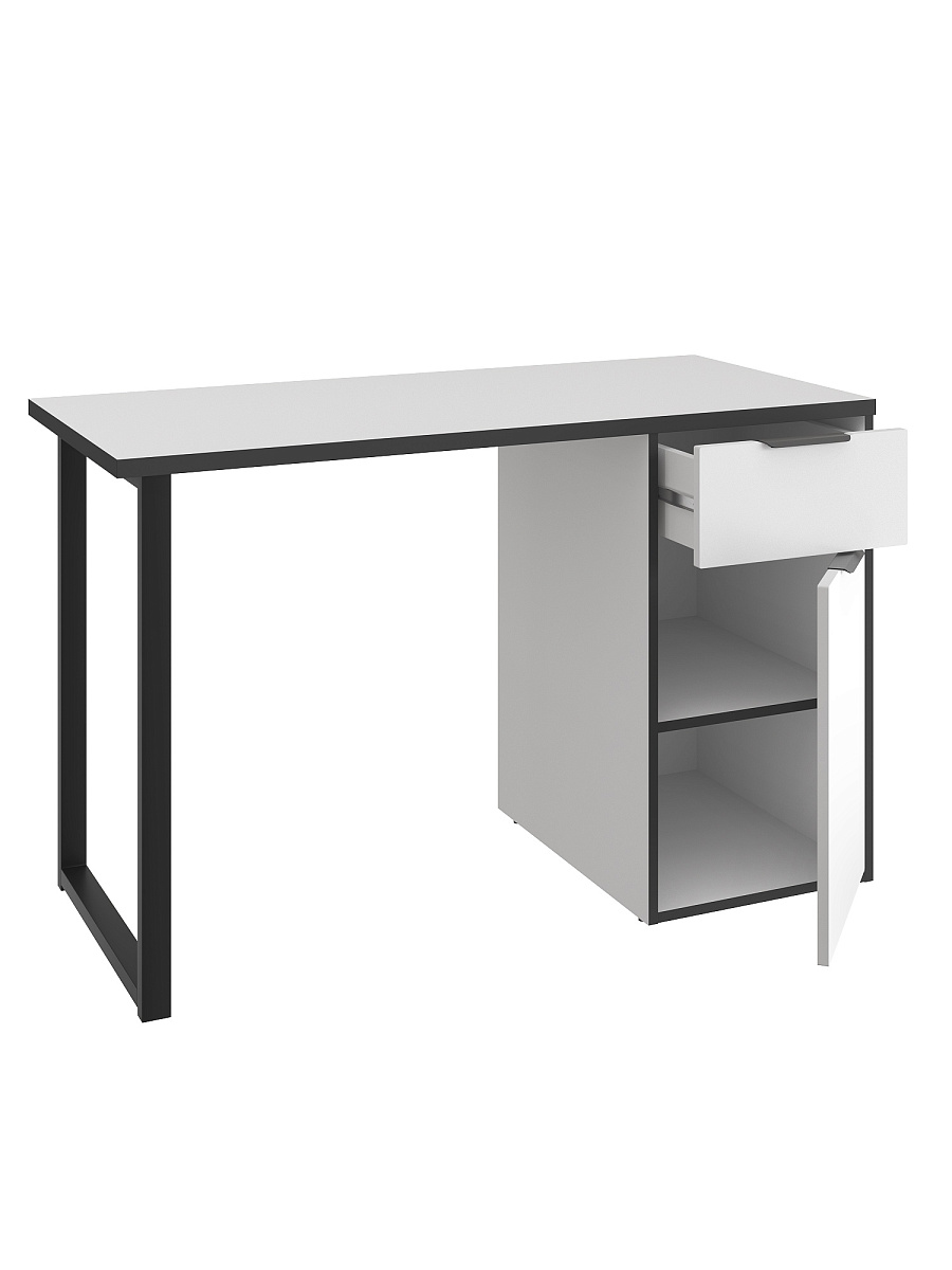 Стол С-408 белый структурный/меренга/черная кромка