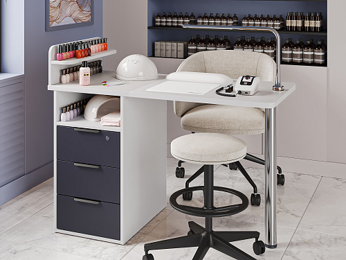 Стол С-405 белый структурный/графит