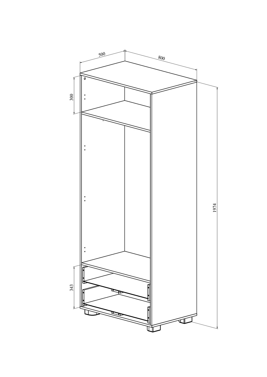 Шкаф для одежды ДримСтар ДС-60К белое дерево