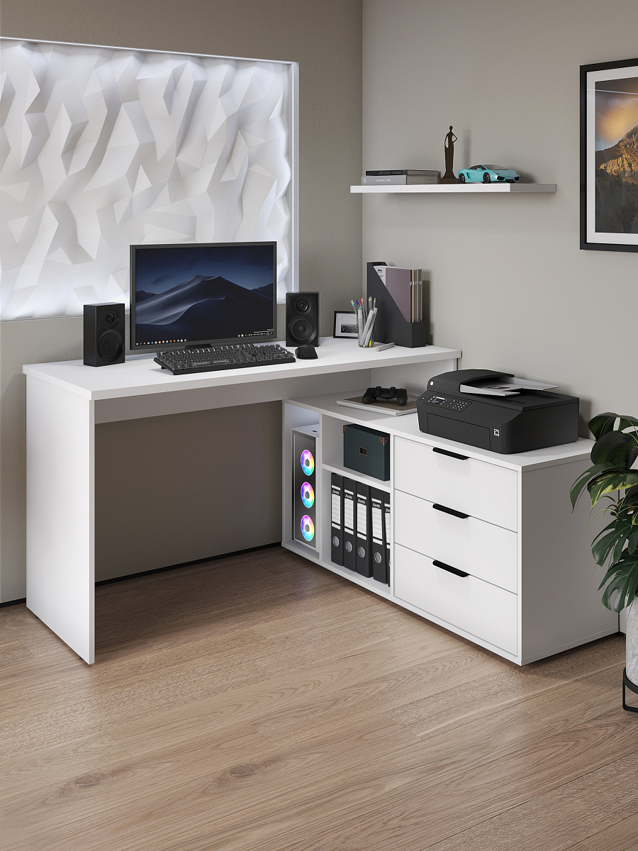 Стол угловой Оптима ОП-22 белый структурный/меренга