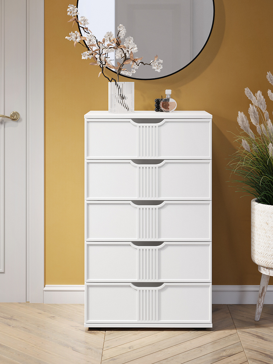 Комод Эмилия ЭЛ-18 белый структурный/меренга