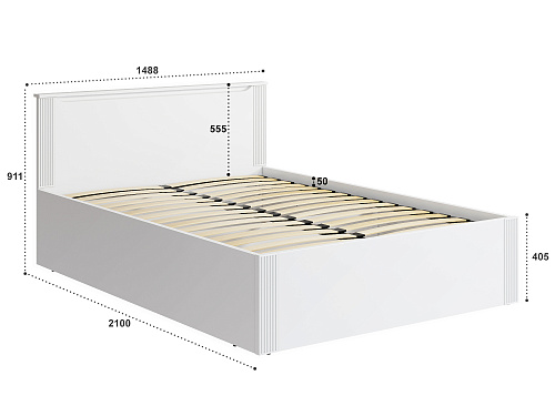 Кровать с ПМ Эмилия ЭЛ-33 (140х200) белый структурный/меренга