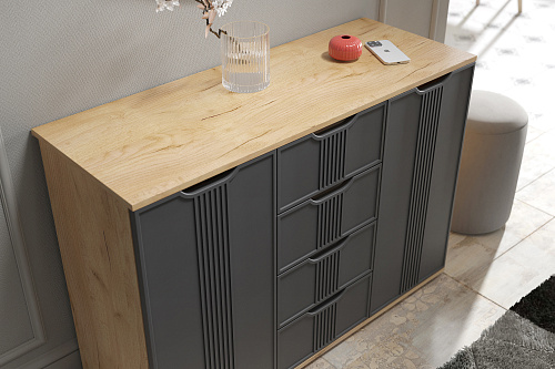 Комод Эмилия ЭЛ-21 дуб крафт золотой/графит