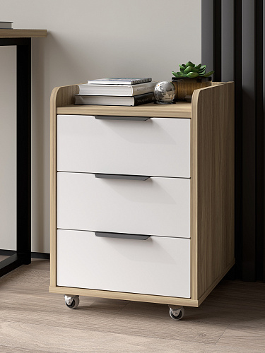 Тумба мобильная К-56 блэквуд ячменный/меренга