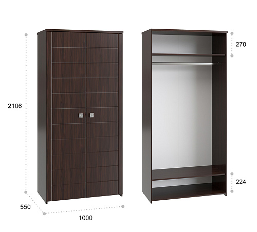 Шкаф для одежды Изабель ИЗ-61К орех темный