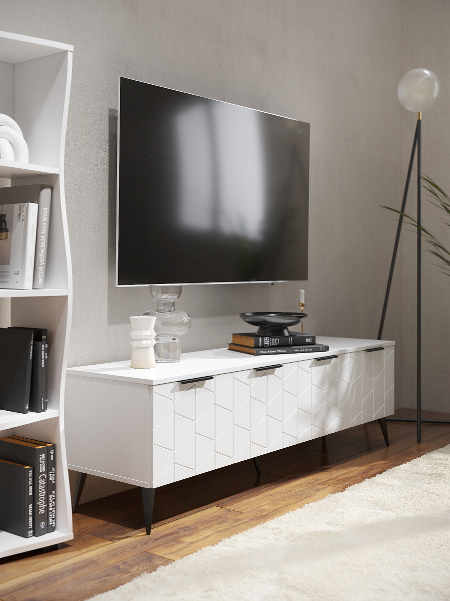 Тумба ТВ Контемпо КТ-05 белый бриллиант/бланж