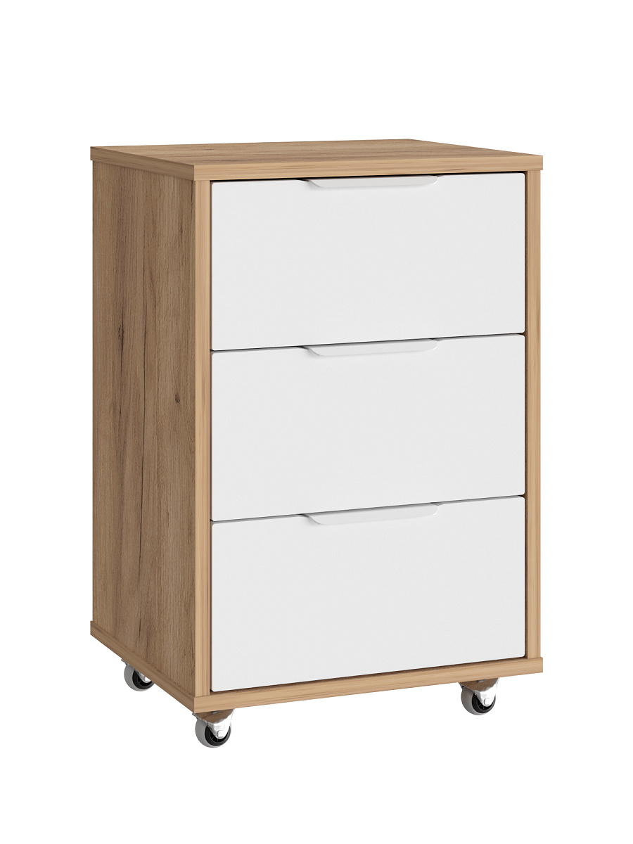 Тумба мобильная К-55 дуб крафт золотой/меренга