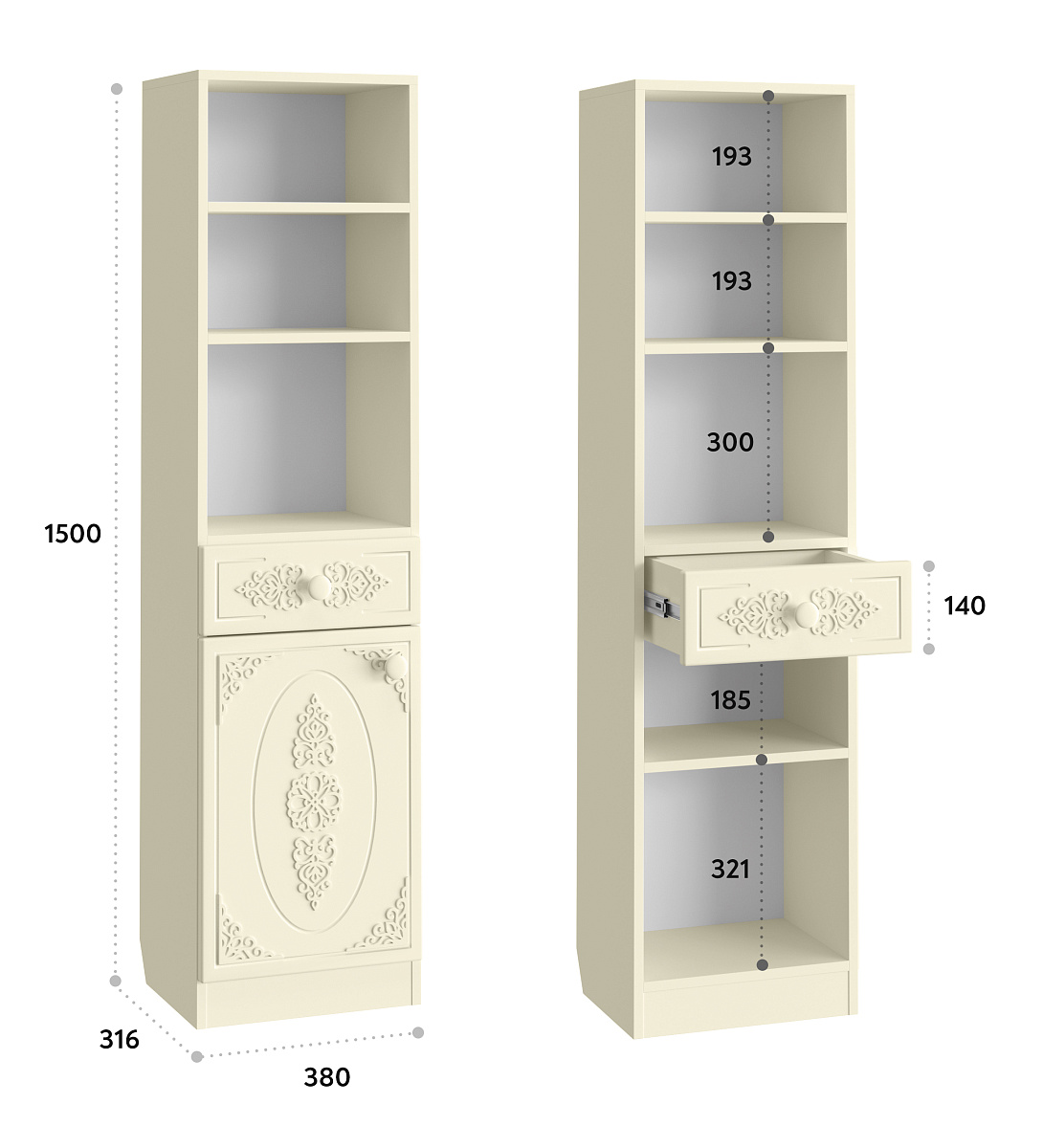Шкаф Ассоль плюс АС-65 ваниль