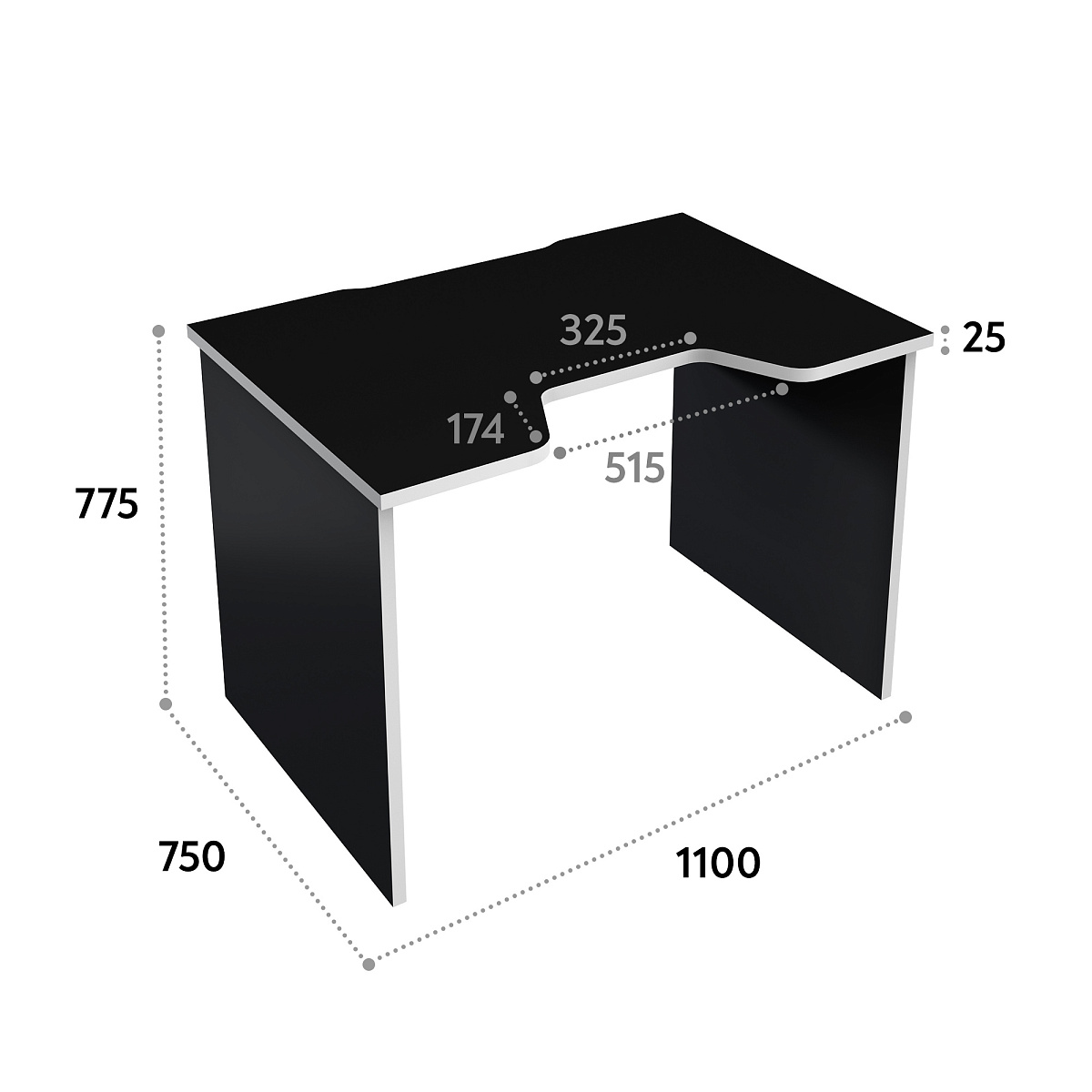 Геймерский стол С-241 черный/белый (1100х750)