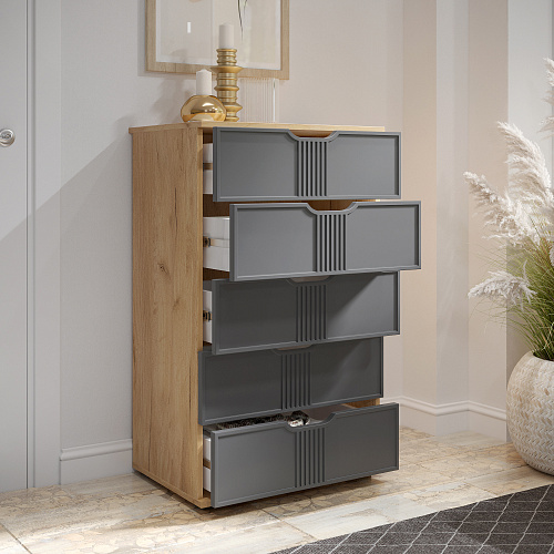 Комод Эмилия ЭЛ-18 дуб крафт золотой/графит