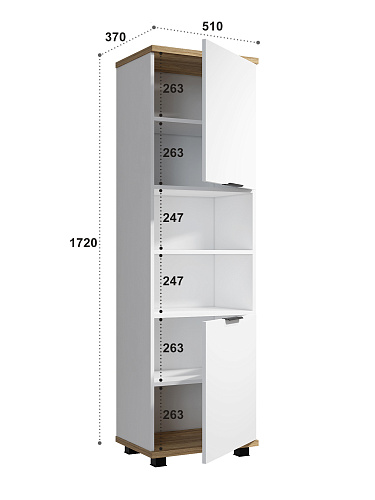 Стеллаж Скайлайт СЛ-4К блэквуд ячменный/белый/меренга