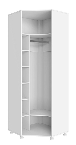 Шкаф угловой Ассоль АС-521К (правый c короной) белое дерево