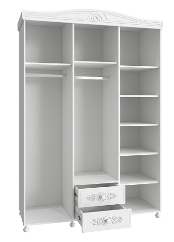 Шкаф трёхдверный с зеркалом Ассоль АС-27 белое дерево