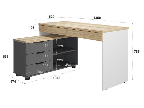 Стол Скайлайт СЛ-21К блэквуд ячменный/графит/белый