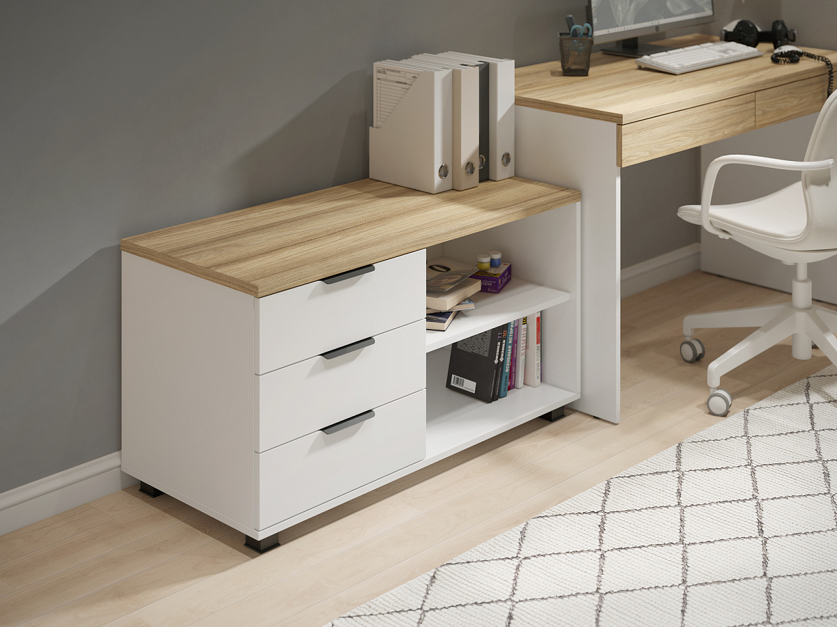 Тумба Скайлайт СЛ-13К (ящики слева) блэквуд ячменный/белый/меренга