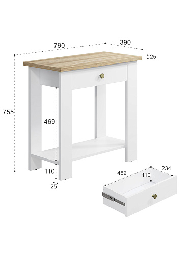 Стол С-301 белый структурный/блэквуд ячменный