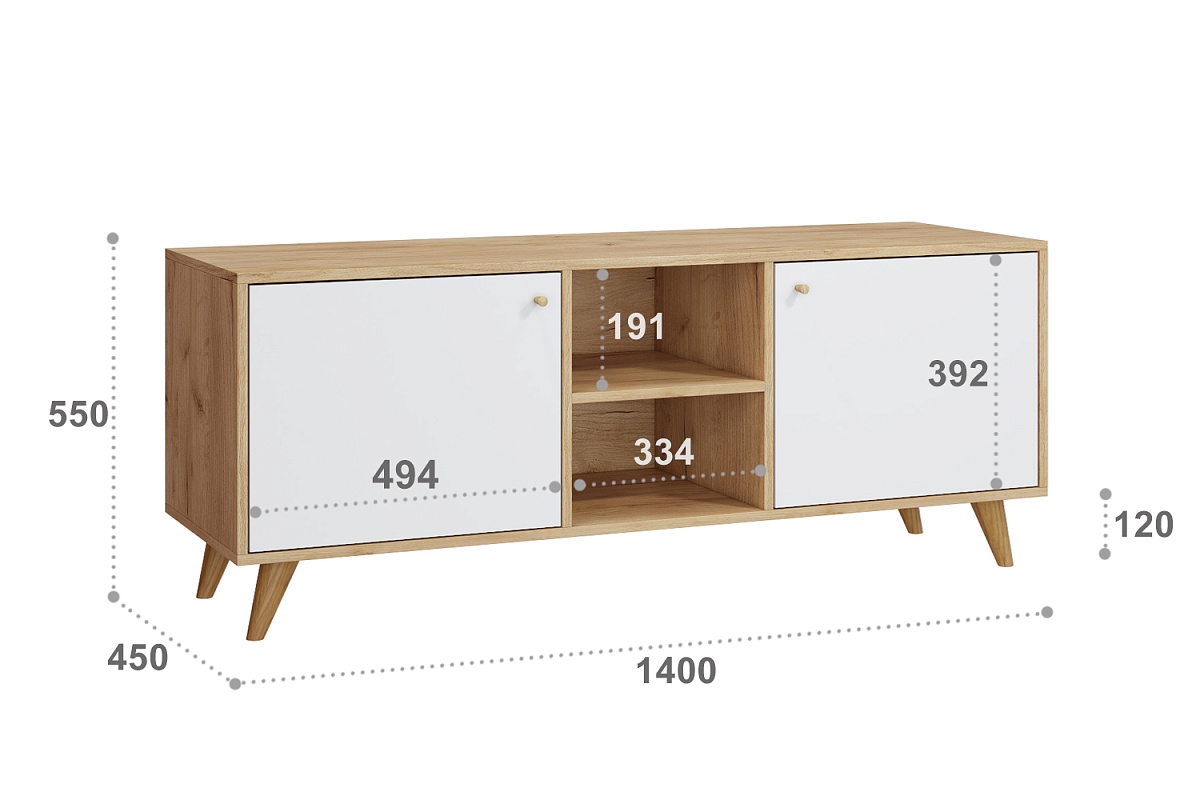 Тумба под ТВ Ирма ИР-13 дуб крафт/белый структурный