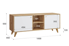 Тумба под ТВ Ирма ИР-13 дуб крафт/белый структурный