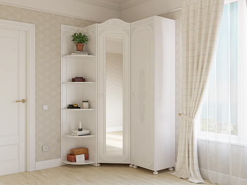 Стеллаж угловой Ассоль АС-54 белое дерево