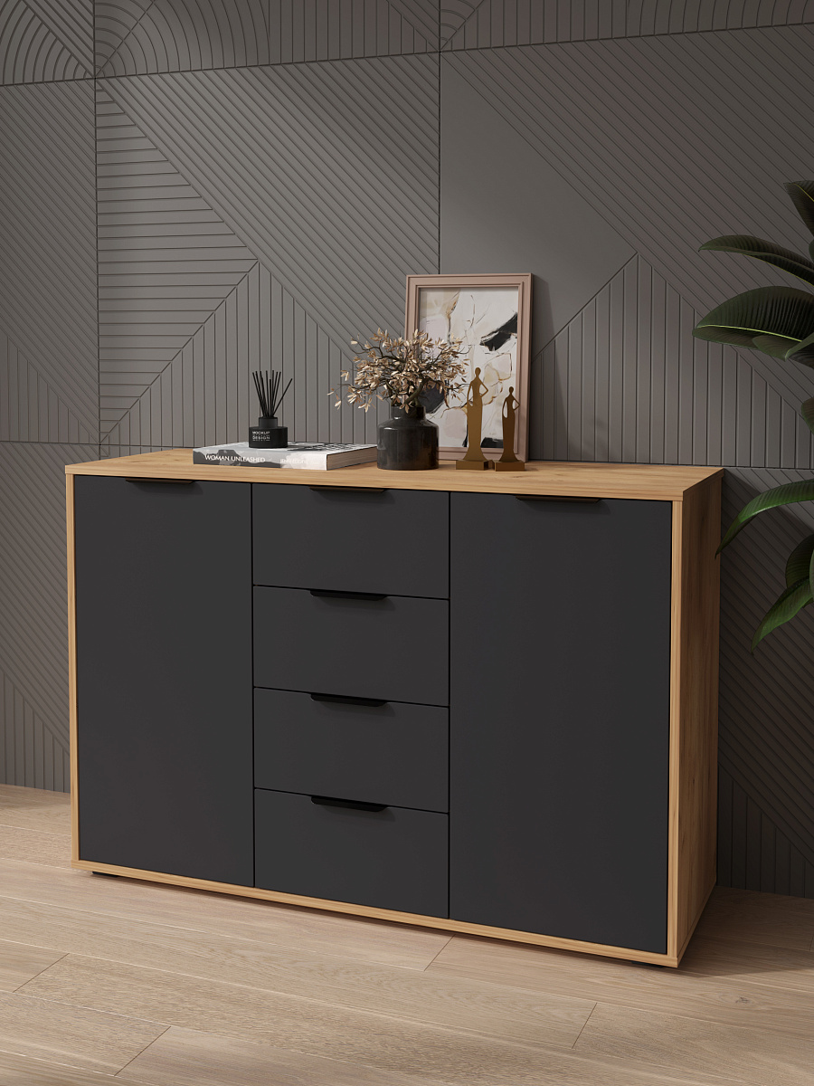 Комод Оптима ОП-17 дуб крафт золотой/графит